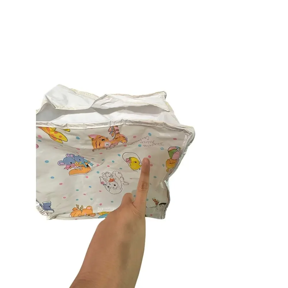 Vintage Plastic Storage Bag Handle Zipper Nursery Animals balloon 12x10